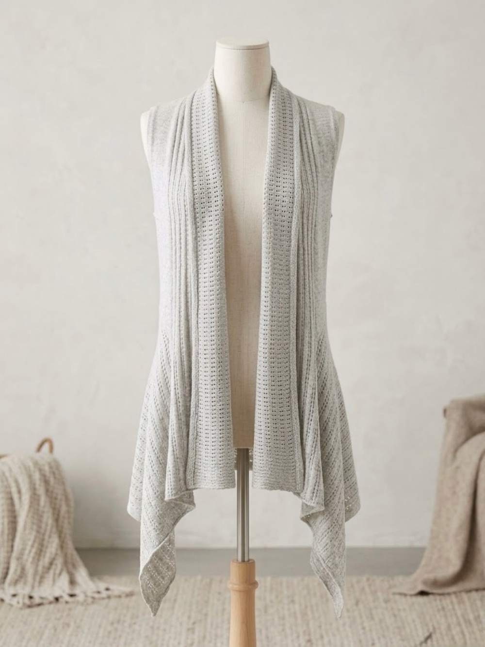 Miilla Clothing Light Gray Open-Front Knit Vest